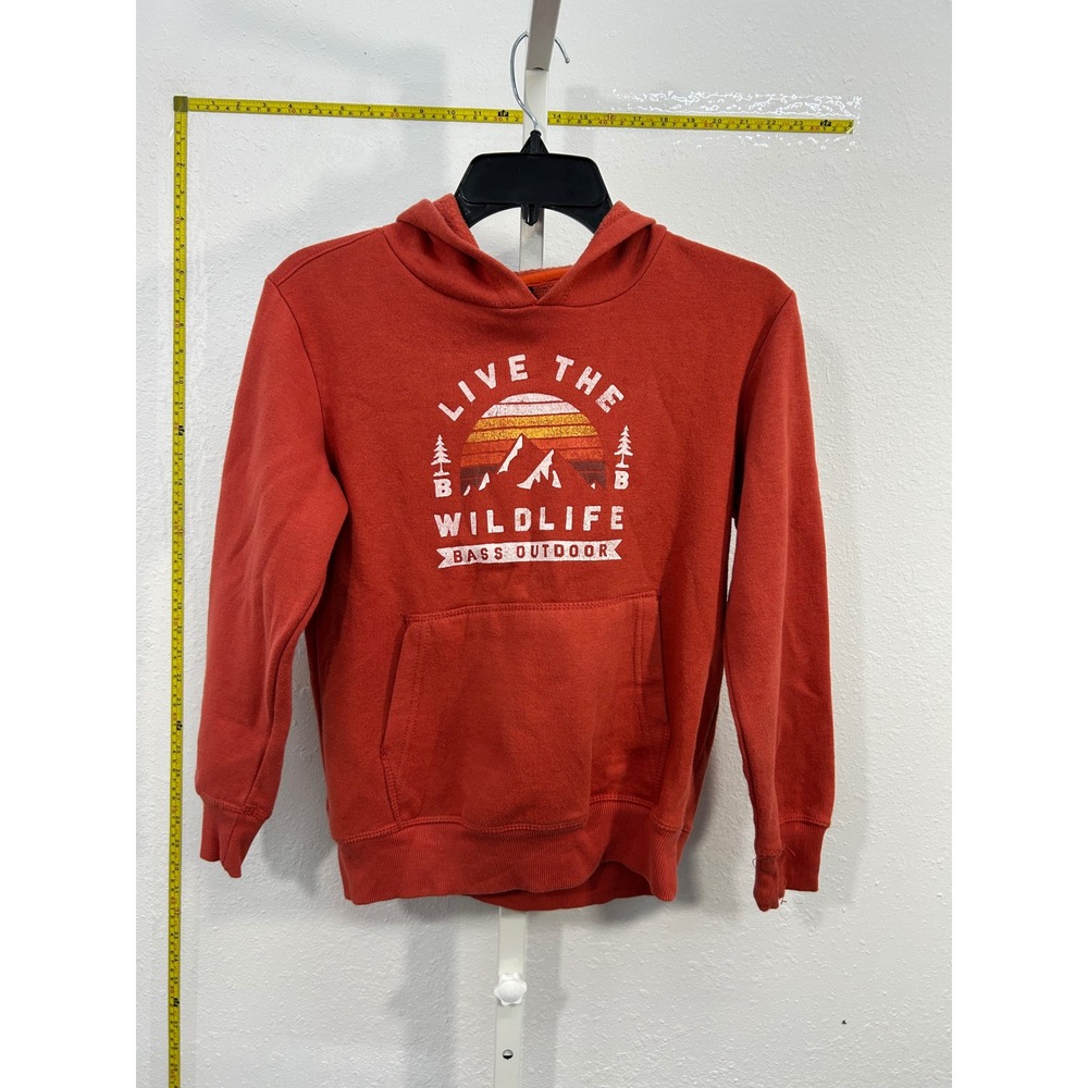 Bass Outdoor Youth‎ Medium 10/12 Live The Wildlife Graphic Hoodie Burnt Orange